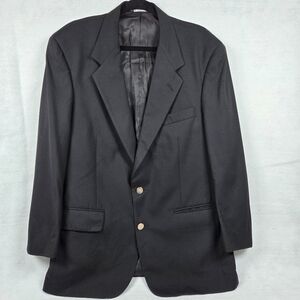 Vintage 90s Burberrys Black Wool Blazer Super 100's Union Made USA
